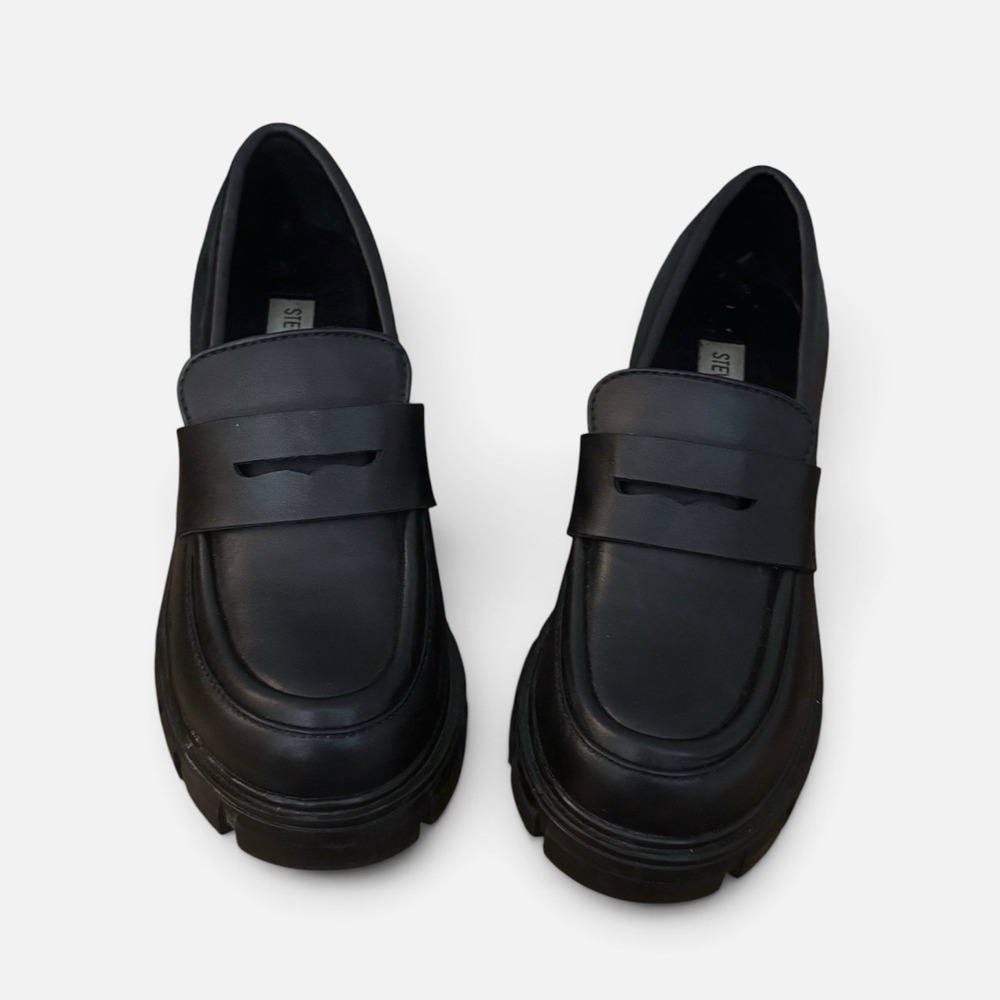 Steve Madden Black Platform Chunky Heel Loafer Women's Size 6.5